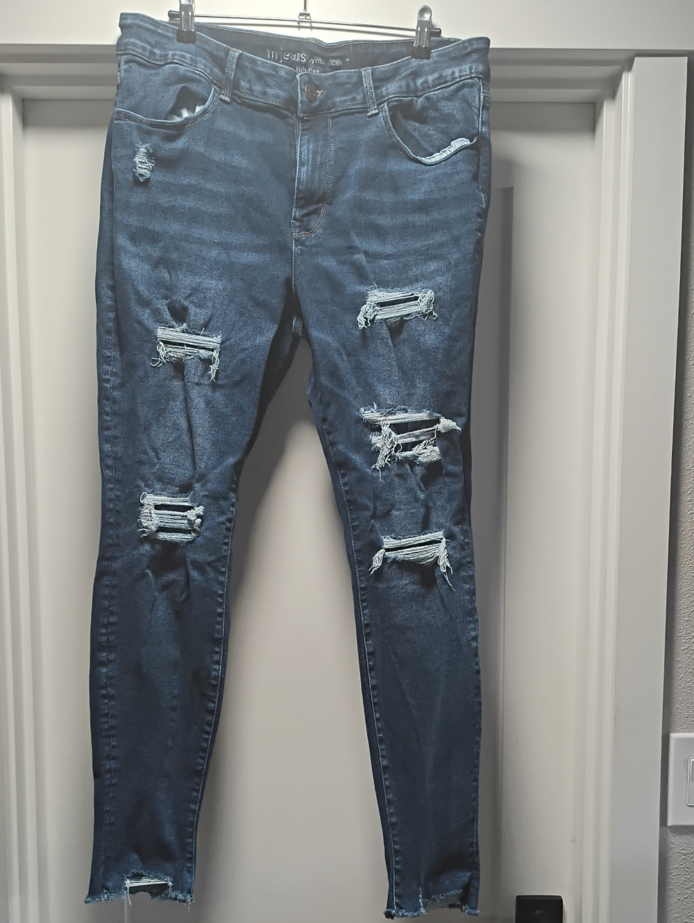 Maurices Dark Blue Ripped Skinny Jeans